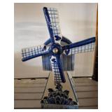 Delft-Style Ceramic Windmill Figurine