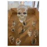 Glass Skull Bottles With Cork Stoppers