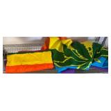 Two Multicolored Fabric Flags