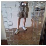 Rectangular Mirror With Geometric Border Design w1