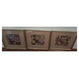 Three Framed Textile Pattern Prints w3