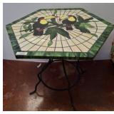 Hexagonal Mosaic Tile Table with Metal Base