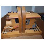Wooden Train-Themed Bookends, Hand-painted