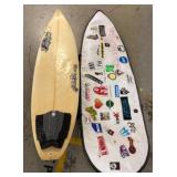 Perfection Surfboard With Case and Sticker Accents