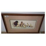 Art LaMay Duck Family Framed Print, Signed 1986 w3