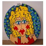 Round Painting on Canvas Signed 'Bart' w3