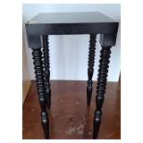 Black Wood Square Table with Turned Legs