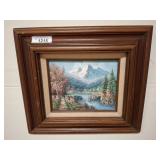 Framed Landscape Painting, Mountain Scene