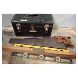 Metal Tool Box with Vintage Hand Tools
