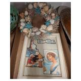 Shell Wreath and 'By the Sea' Framed Decor