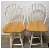 White and Wood Windsor-Style Bar Stools