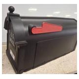 Black Plastic U.S. Mailbox with Red Flag