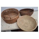 Three Handwoven Baskets in Varied Styles