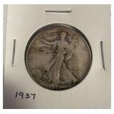 1937 Walking Liberty Half Dollar Coin