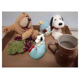 Ceramic Figurines and Brown Pitcher