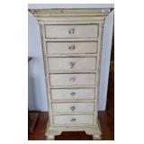 Distressed Finish Wooden Chest with Eight Drawers