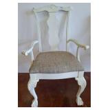 White Painted Armchair with Carved Details