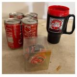Coca-Cola Memorabilia Lot: Cans, Mug, Baseball