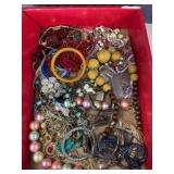 Costume Jewelry in Red Box