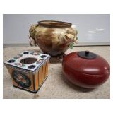 Trio of Decorative Ceramic and Lacquered Items