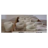 White Mugs and Clear Glass Bowls