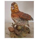 Painted Ceramic Bird Figurine on Branch Base