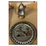 Miniature Metal Teapot and Egyptian Revival Tray