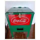 Coca-Cola Branded Metal Cooler on Wheels