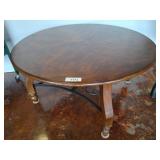 Round Wood Table with Metal Crossbase