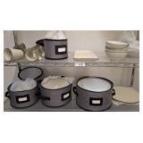 Crate & Barrel Stoneware Dish Set and Storage Case