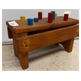 Wooden Toy Bench with Pegs and Mallet Slots