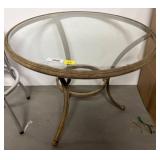 Round Glass-Top Metal Patio Table