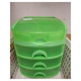 Green Plastic Drawer Organizer in Basket
