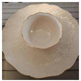 Lenox Cream and Gold Leaf Bowl and Plate Set