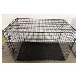Black Metal Wire Pet Crate with Plastic Tray