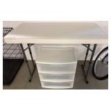 Lifetime Plastic Table with 3-Drawer Storage Unit