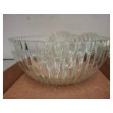 Pressed Glass Punch Bowl with Matching Cups