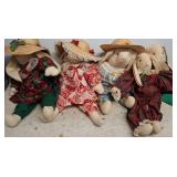 Fabric Bunny Dolls with Hats