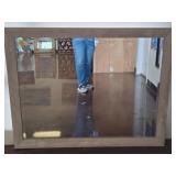 Rectangular Mirror with Wood Frame, 48x38 Inches