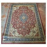 Red and Blue Patterned Area Rug, Made in Turkey