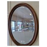Oval Mirror with Inlaid Wood Frame w1