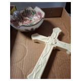 Lenox Porcelain Cross and Floral Ceramic Bowl