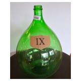 Large Green Glass Demijohn Bottle, 20 Inches Tall
