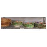 Wicker Placemats and plastif Fruit Motif Dish Set