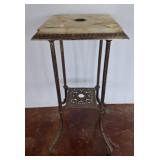 Marble-Top Metal Plant Stand, 14x14x30