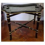 Black and Gold Scalloped Accent Table