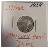 1934 Mercury Head Dime in Silver