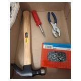 Hammer, Screwdriver, Pliers, and Box of Nails