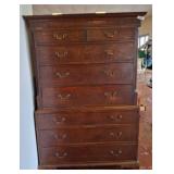 Tall Wooden Chest of Drawers with Brass Handles
