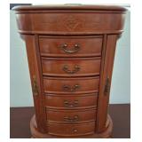 Wood Jewelry Armoire With Mirror Doors